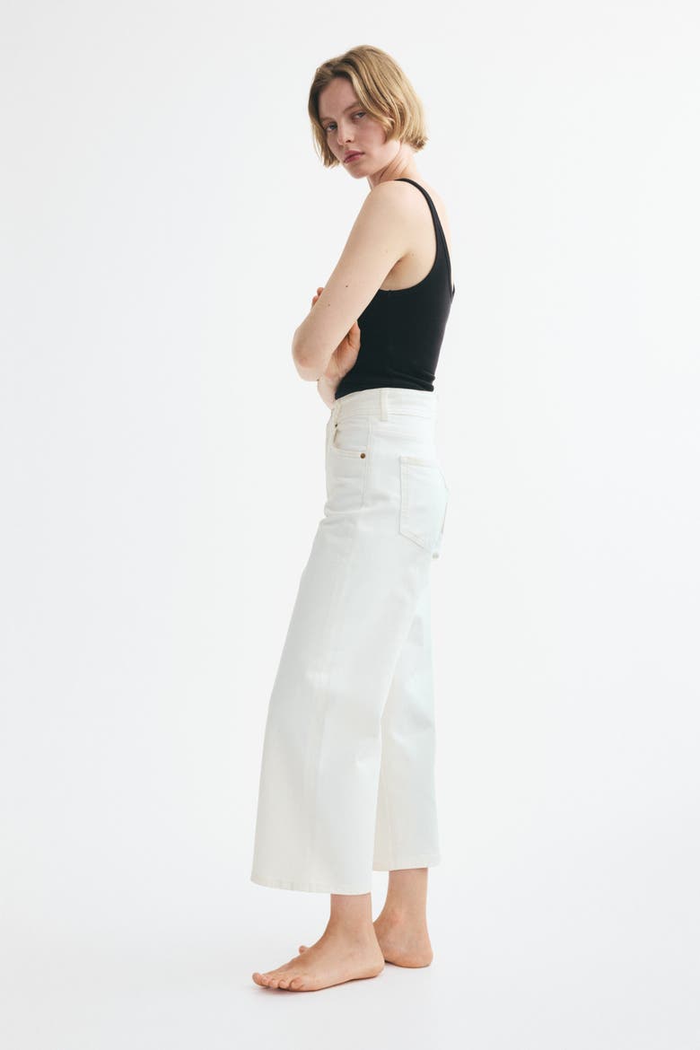 Wide High Waist Ankle Jeans, Alternate, color, Cream