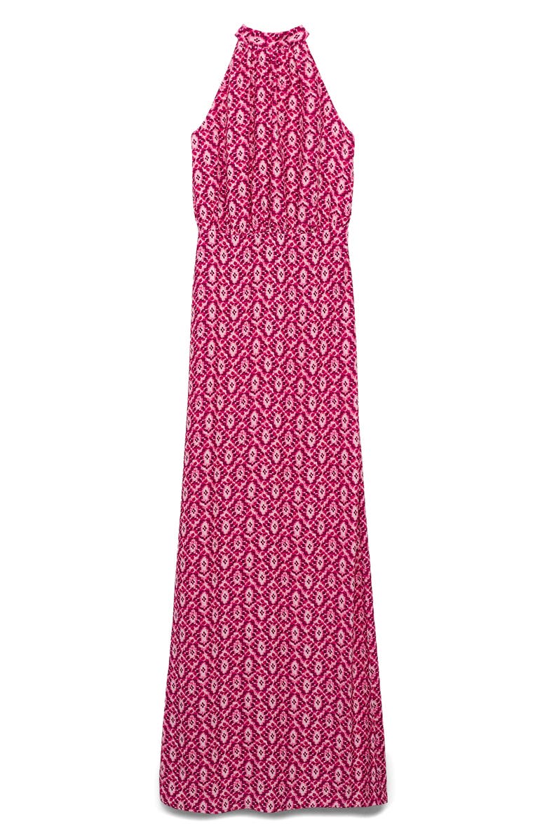 MANGO TEEN Print Halter Neck Maxi Dress, Main, color, Pink