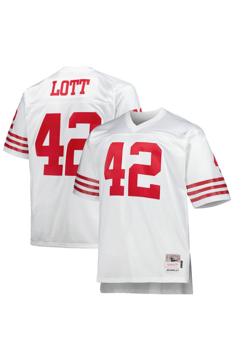 Mitchell & Ness Men's Mitchell & Ness Ronnie Lott White San Francisco 49ers Big & Tall 1990 Retired Player Replica Jersey, Main, color, White
