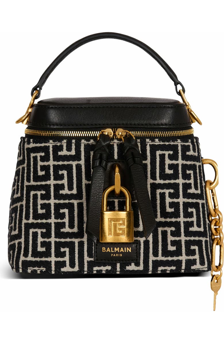 Balmain Pulse Vanity Bag In Monogrammed Jacquard Canvas And Leather, Main, color,