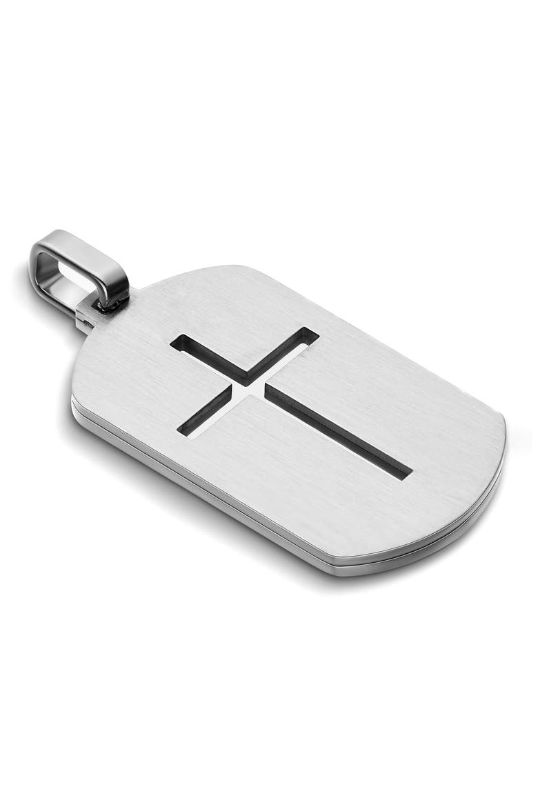 Men's Prayer Dog Tag Pendant Necklace, Alternate, color, SILVER
