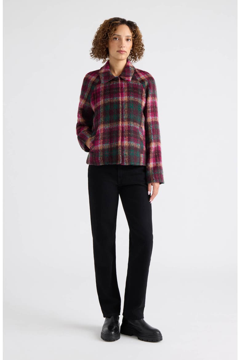 Skye Brushed Faux Wool Plaid Jacket, Alternate, color, FUCHSIA PLAID