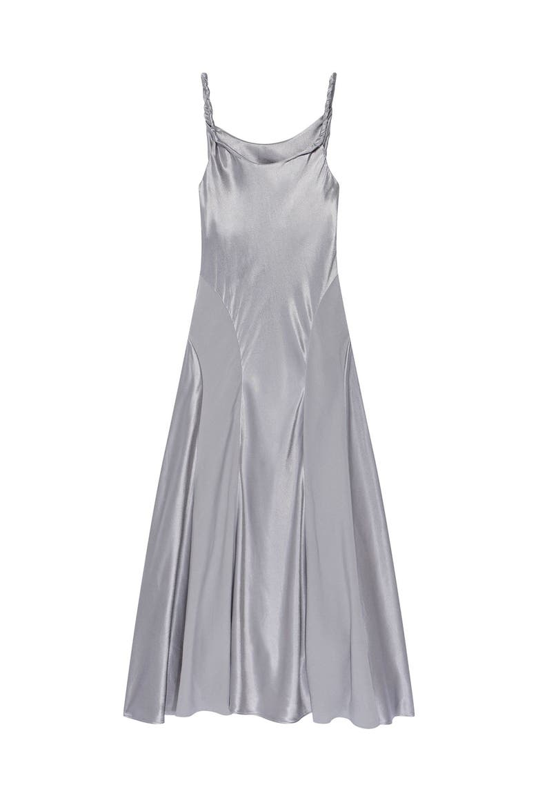 Metallic Satin Midi Slip Dress, Alternate, color, Grey