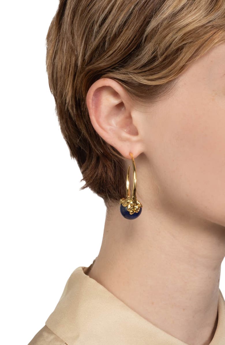 Alexis Bittar Brut Lapis Hoop Earrings, Alternate, color, Lapis Stones