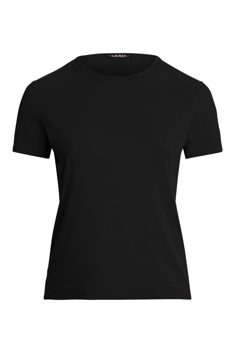 Judy Short Sleeve Stretch Cotton Top, Alternate, color, POLO BLACK