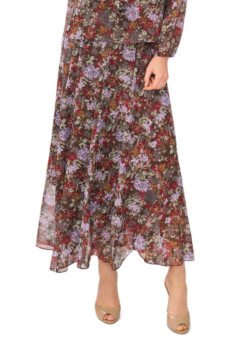 Print Maxi Skirt, Main, color, SADDLE BROWN