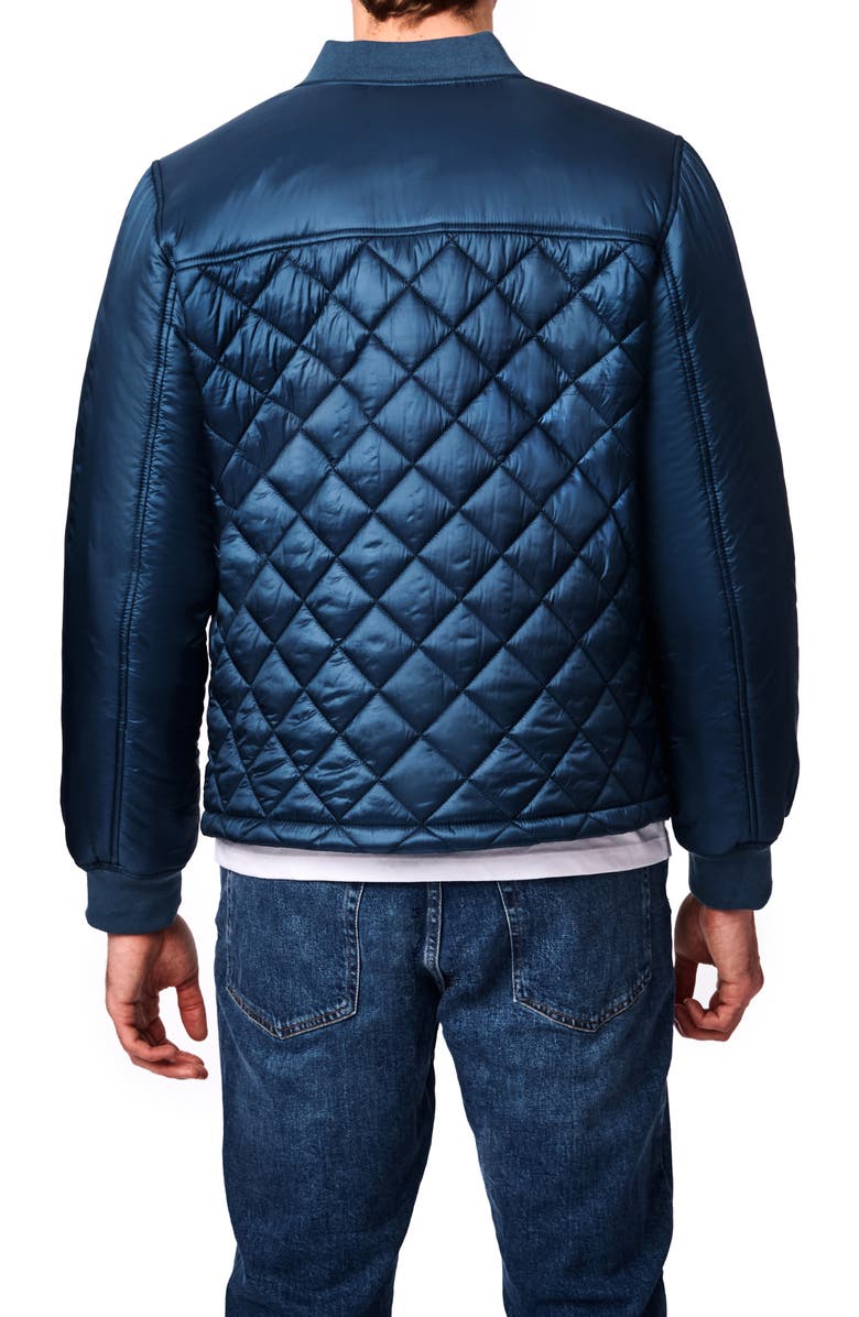 Bernardo Apex Quilted Recycled Nylon Bomber Jacket, Alternate, color, Teal Wing