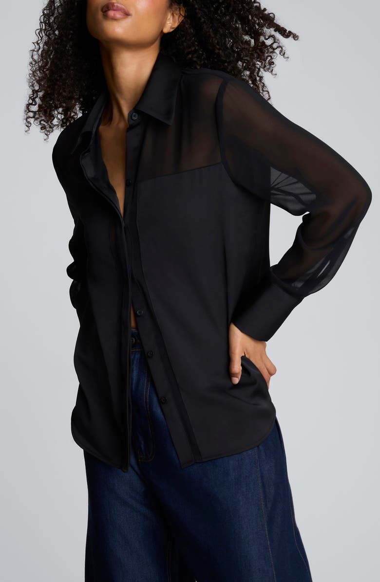Kenneth Cole Sheer Satin Trim Shirt, Alternate, color, 
