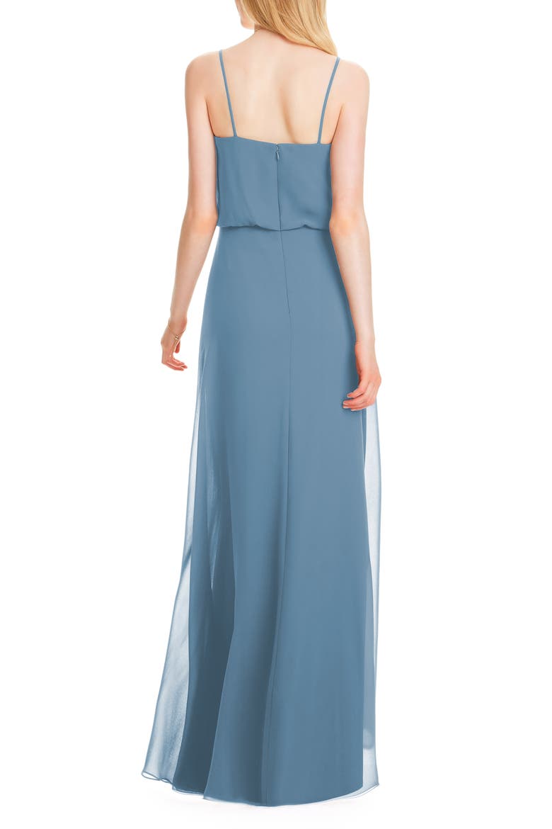 Spaghetti Strap Chiffon Gown, Alternate, color, SLATE