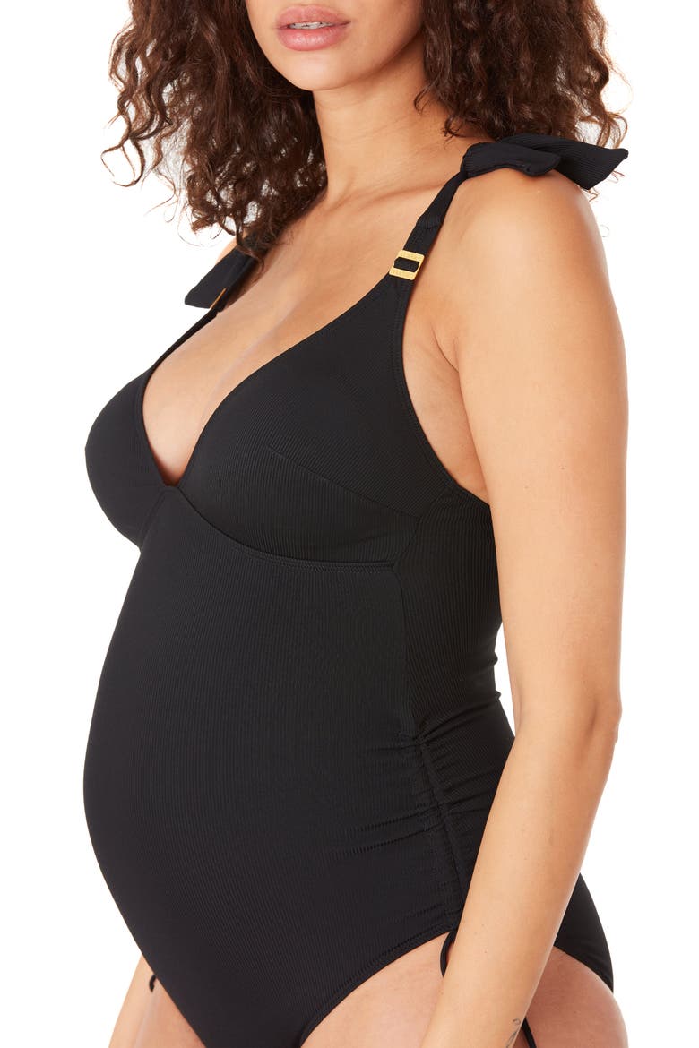 Porto vecchio maternity swimsuit, Alternate, color, BLACK