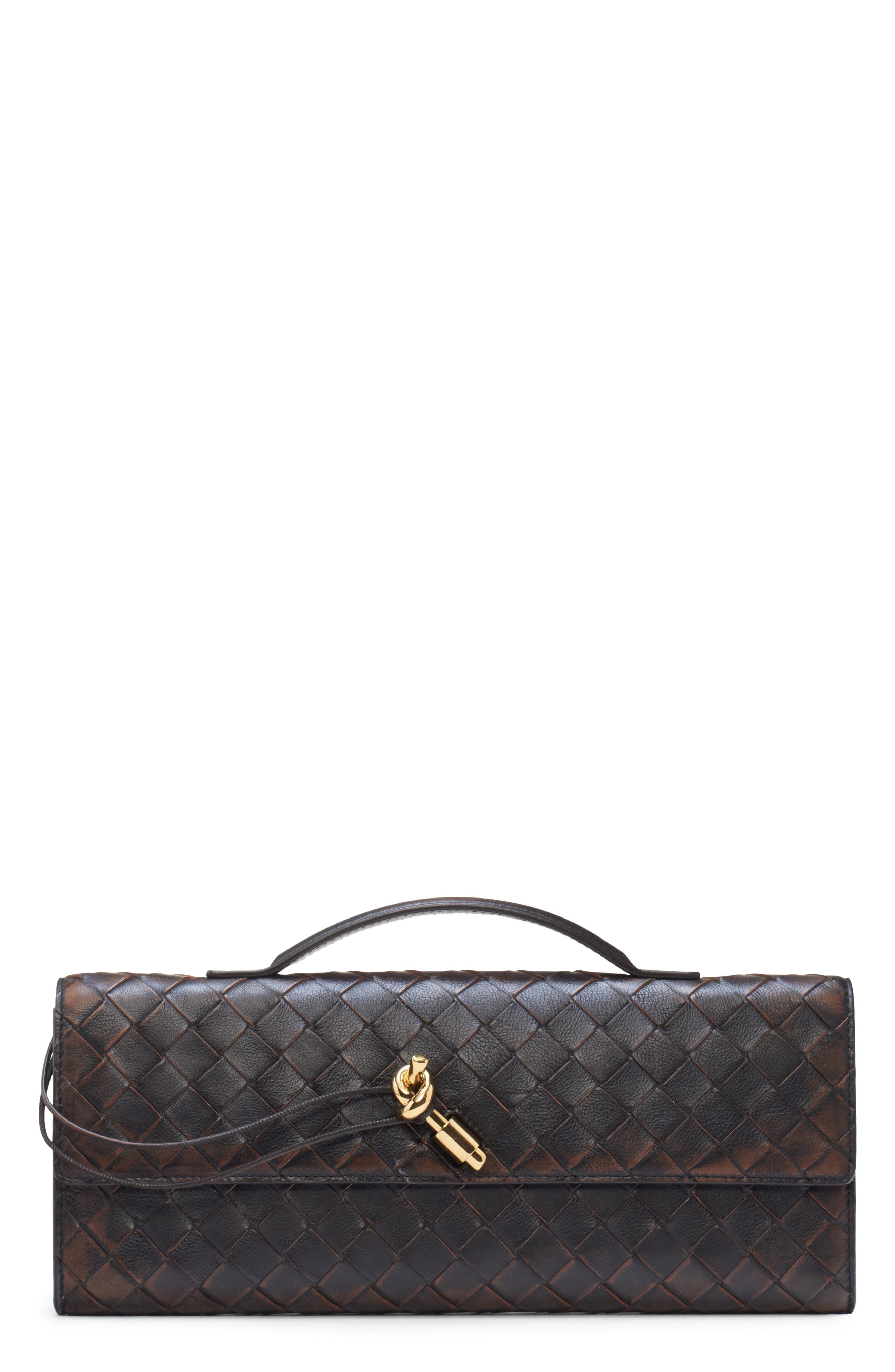 Andiamo Long Leather Clutch, Main, color, 1081 BLACK-BROWN-M BRASS