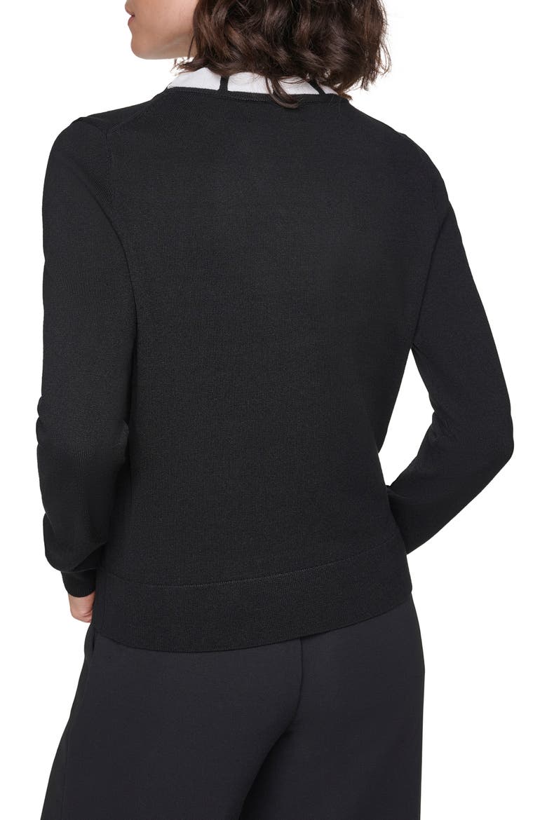 Bow Front Sweater, Alternate, color, BLACK/ SOFT WHITE