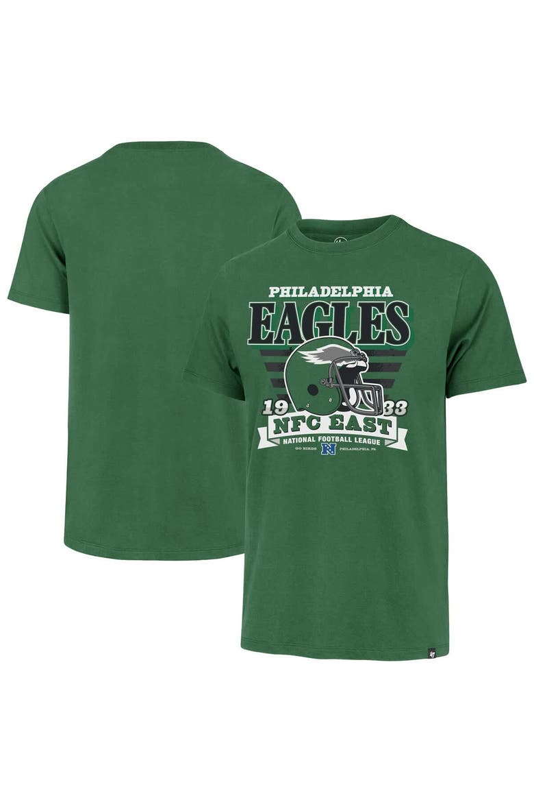 Men's '47 Kelly Green Philadelphia Eagles Stripe Splash Franklin Throwback T-Shirt, Main, color, Kelly Green
