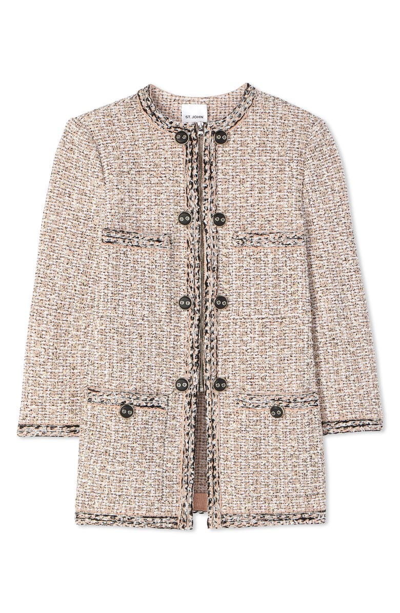 St. John Collection Three-Quarter Sleeve Tweed Jacket, Alternate, color, 