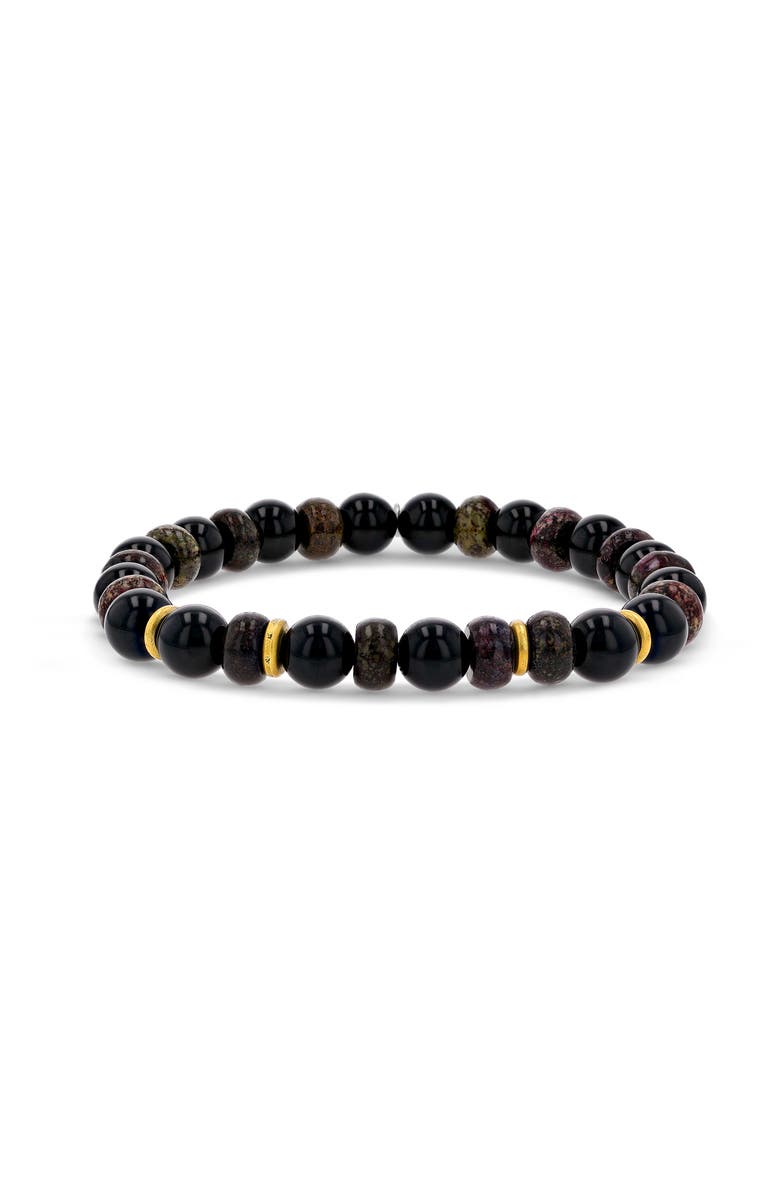Mr Lowe by Sheryl Lowe Mr Lowe Onyx & Ruby Zoisite Mix Bracelet with Brass Spacers, Main, color, Onyx