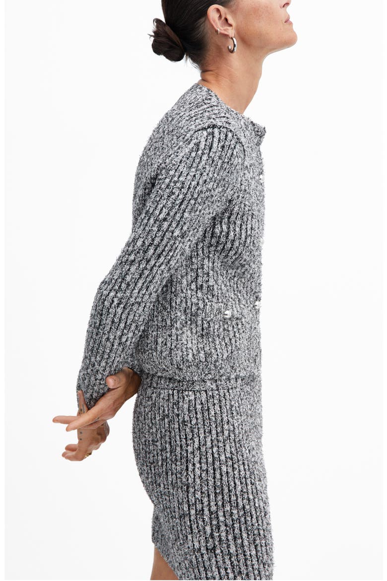 Textured Rib Cardigan, Alternate, color, BLACK/WHITE