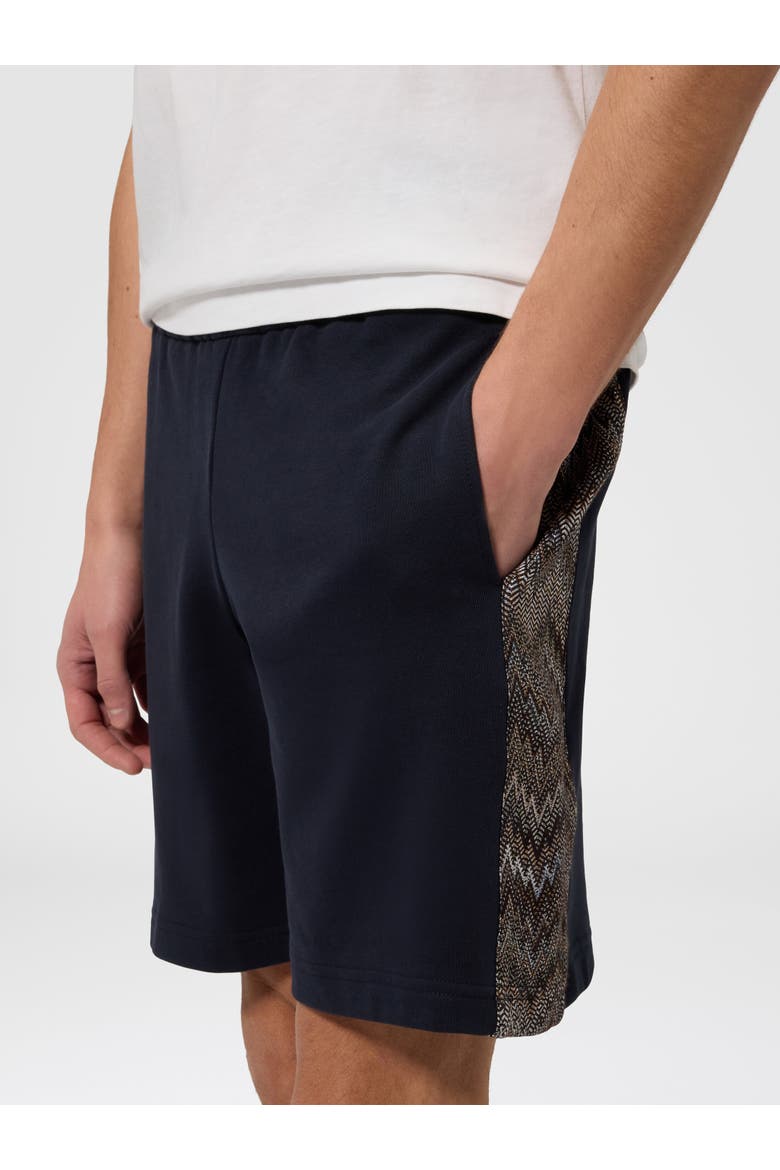 Cotton Fleece Shorts With Zigzag Insert, Alternate, color, Beige& White