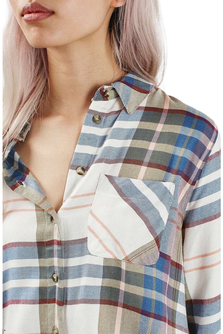 Chest Pocket Plaid Shirt, Alternate, color, IVORY MULTI
