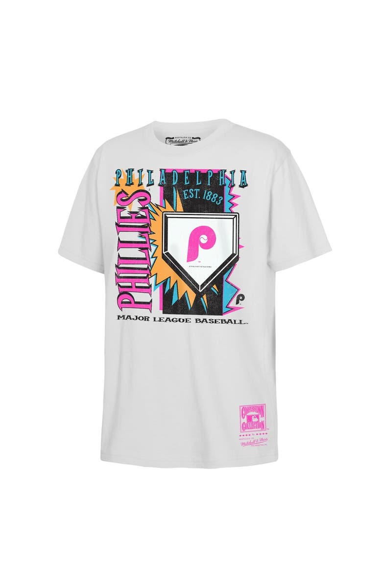 Mitchell & Ness Youth Mitchell & Ness White Philadelphia Phillies Cooperstown Neon Field Shock T-Shirt, Main, color, White