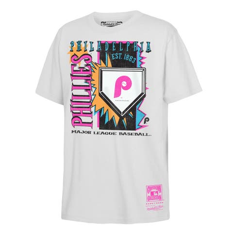 Youth Mitchell & Ness  White Philadelphia Phillies Cooperstown Neon Field Shock T-Shirt