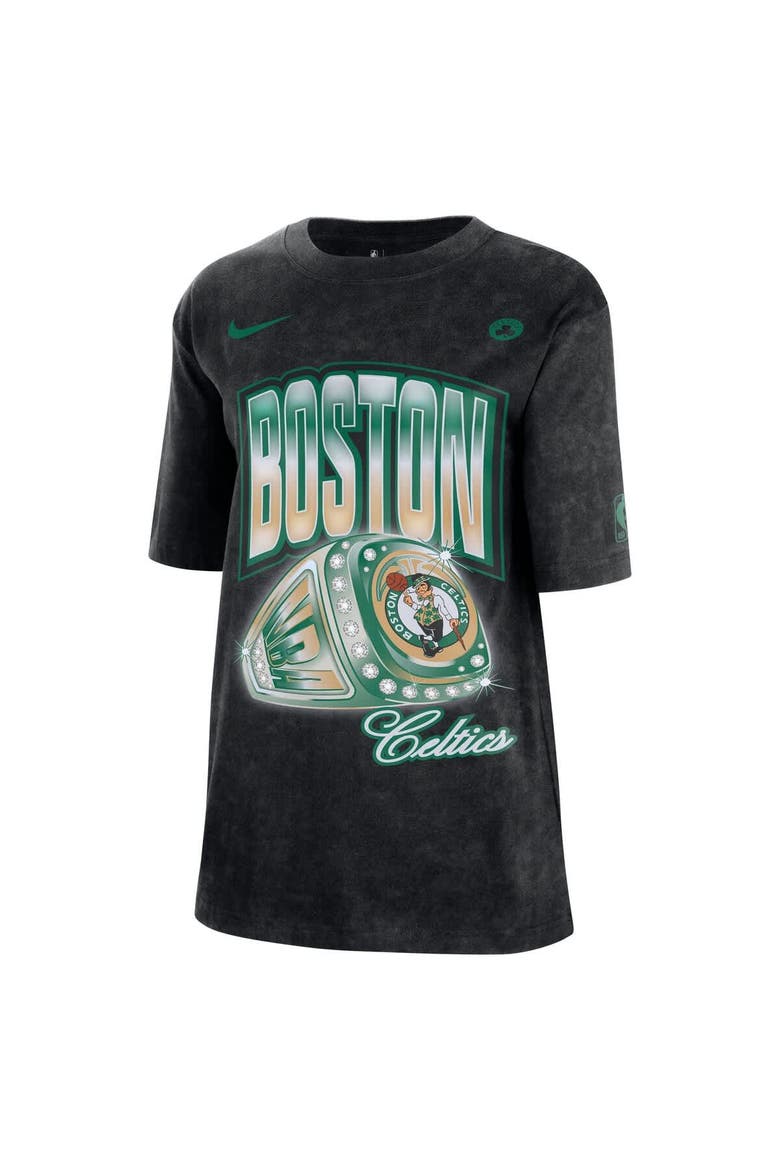 Women's Nike Black Boston Celtics Courtside Original Content Vintage Washed Boyfriend T-Shirt, Alternate, color, Black