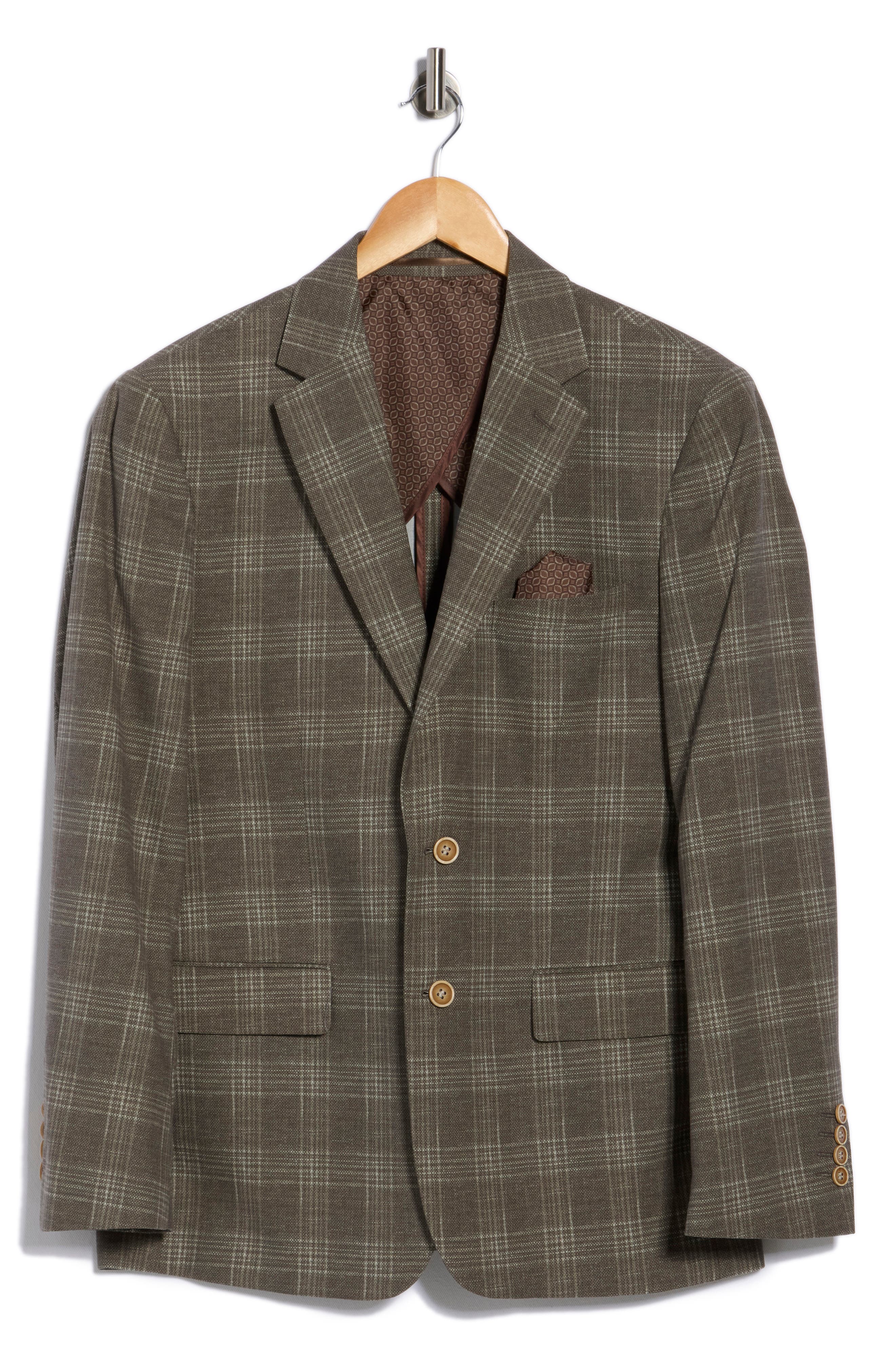 Duchamp Slim Fit Plaid Stretch Knit Sport Coat