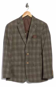 Duchamp Slim Fit Plaid Stretch Knit Sport Coat