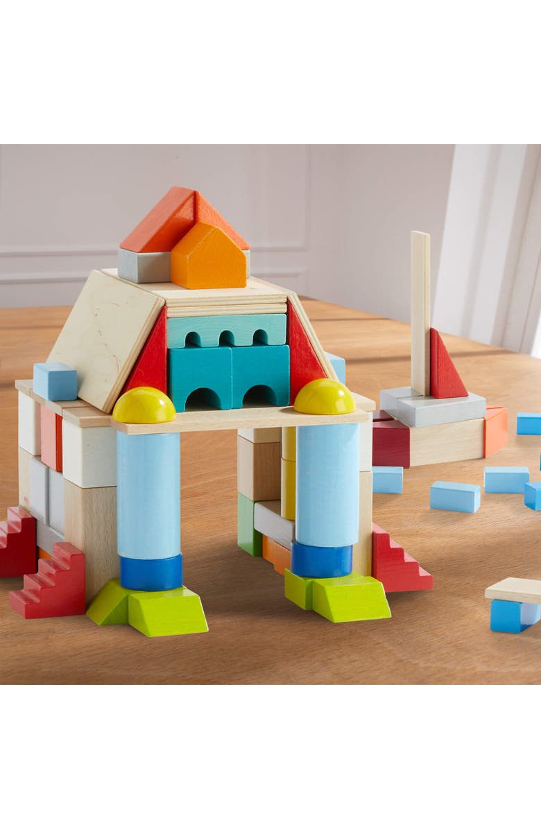 HABA Colored Wooden Building Blocks - Set of 85 Piece Set of Wooden Toys, Stacking Toys for Toddlers 1-3 Ideal Open Ended STEM Play, Alternate, color, Multi