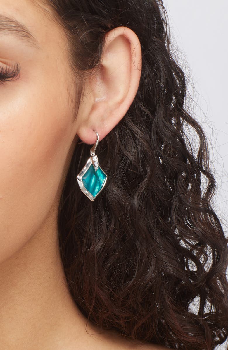 Kendra Scott Joelle Drop Earrings, Alternate, color, Silver Bright Aqua Illusion