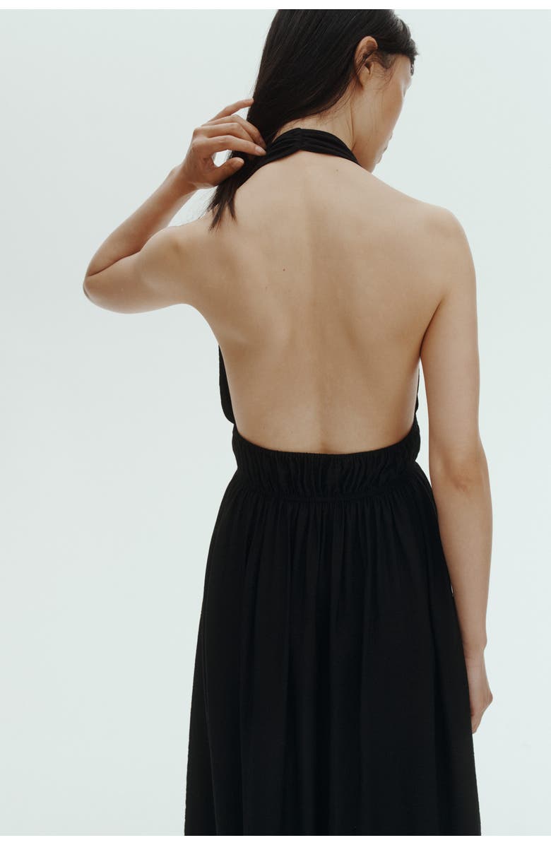 H&M Flared-skirt Halterneck Dress, Alternate, color, Black