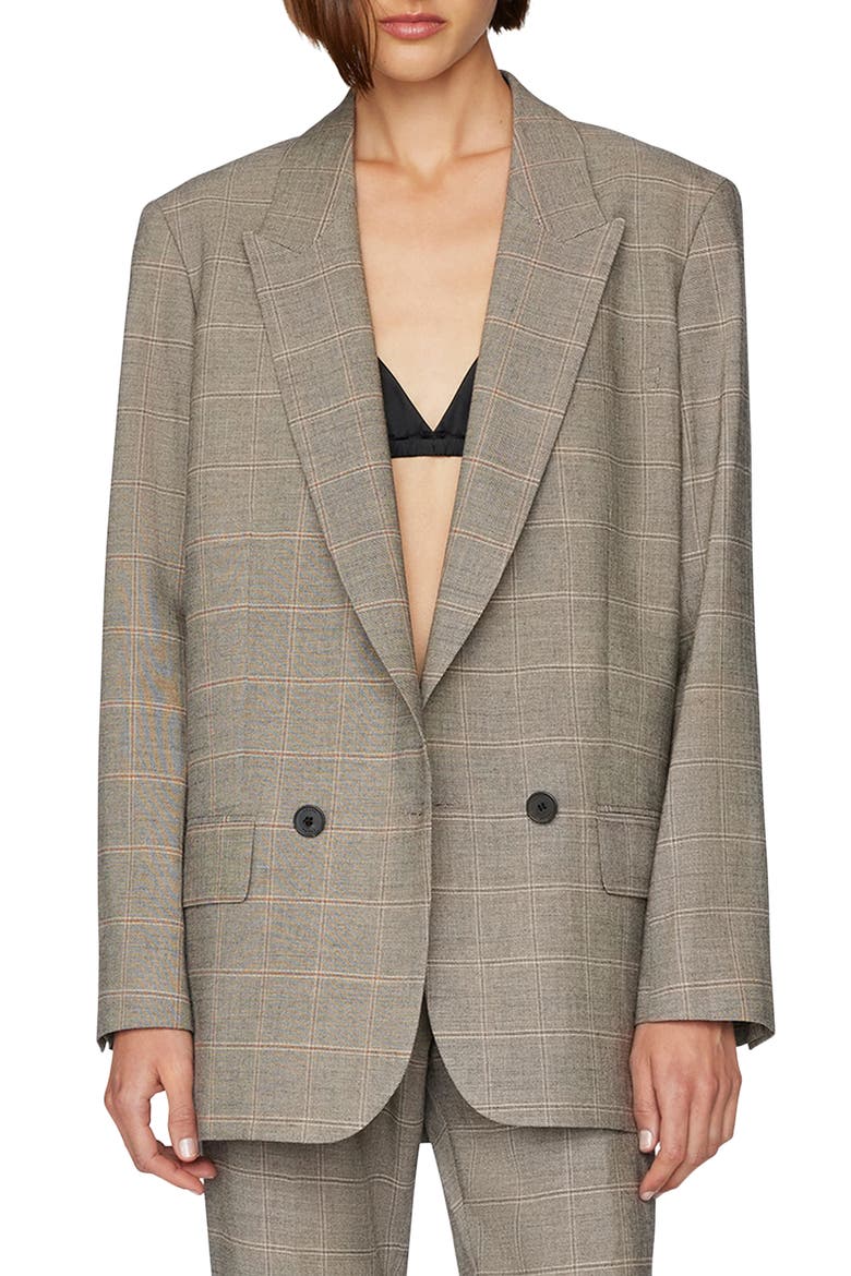 Di Windowpane Peak Lapel Boxy Blazer, Main, color, NOIR MULTI