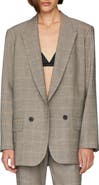 FRAME Di Windowpane Peak Lapel Boxy Blazer