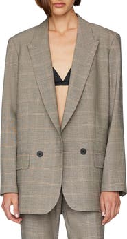 FRAME Di Windowpane Peak Lapel Boxy Blazer
