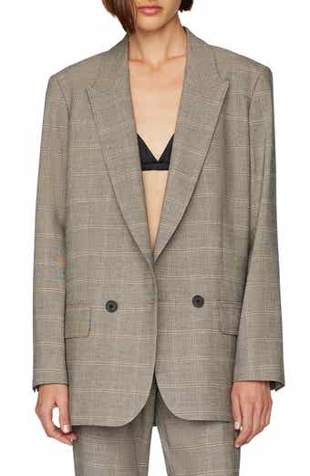 FRAME Di Windowpane Peak Lapel Boxy Blazer