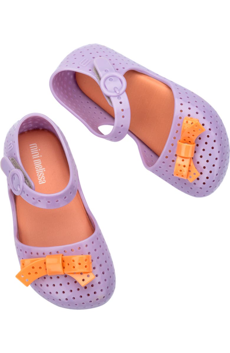Mini Melissa Kids' Furadinha Mary Jane Flat, Alternate, color, Lilac/ Orange