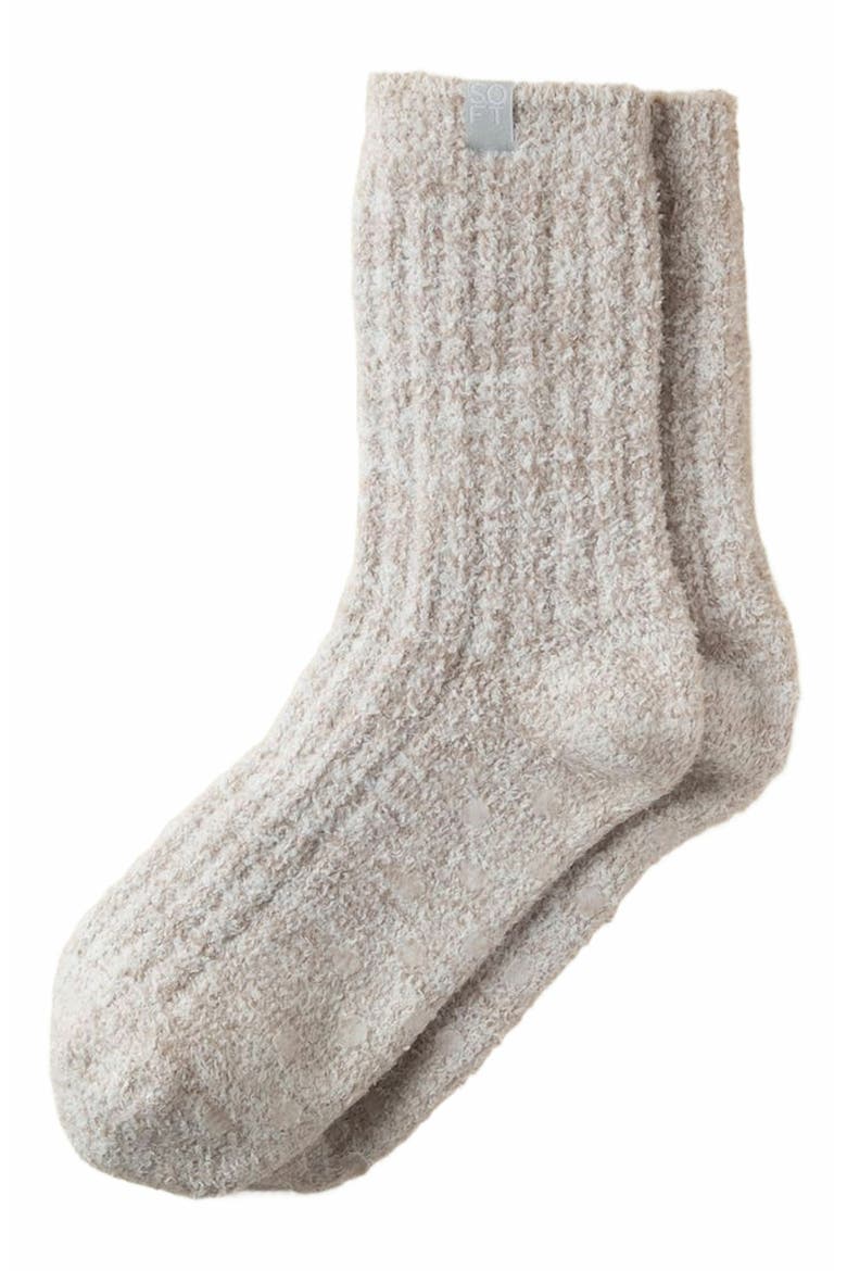 Marshmallow Crew Socks with Grippers, Main, color, Heather Coco