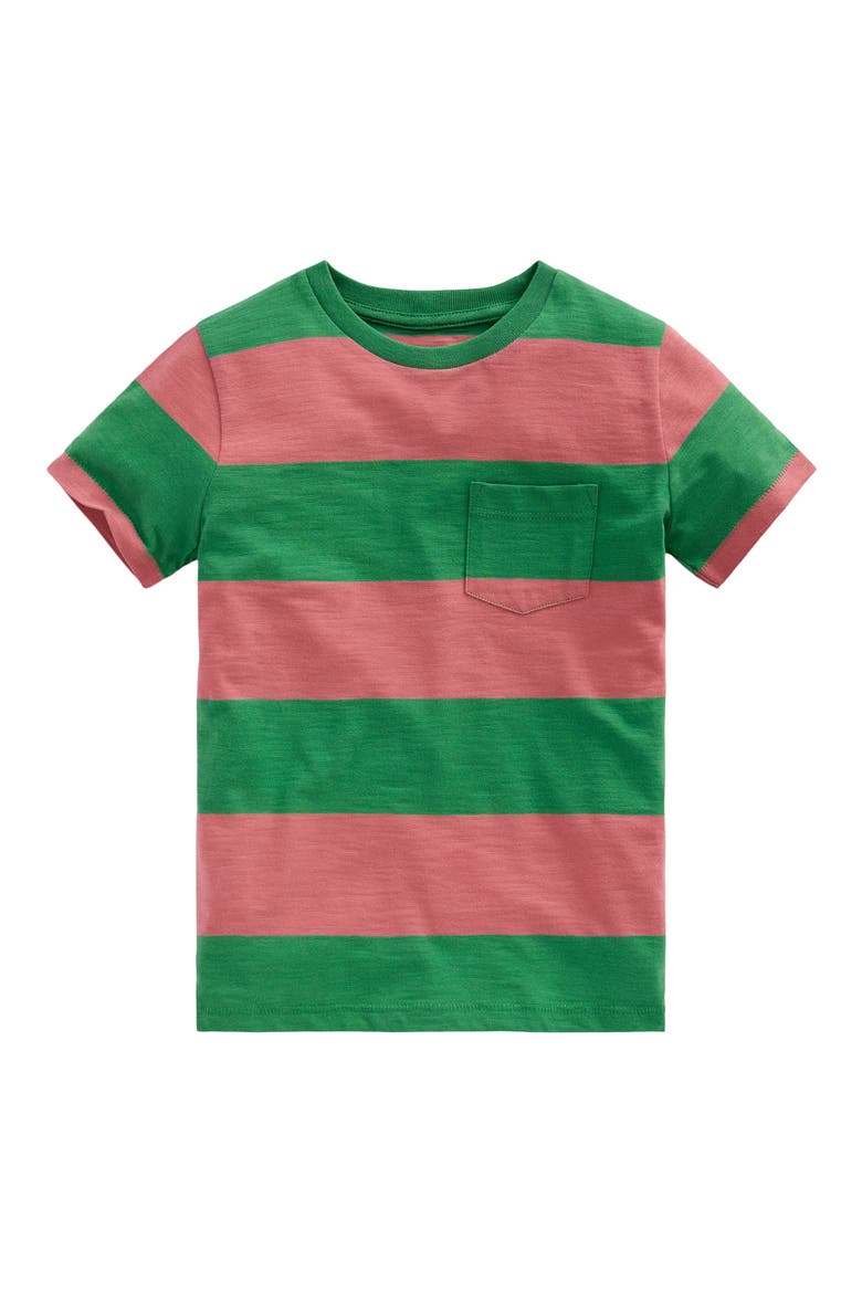 Kids' Stripe Pocket T-Shirt, Main, color, SHAMROCK GREEN/ CHINTZ PINK