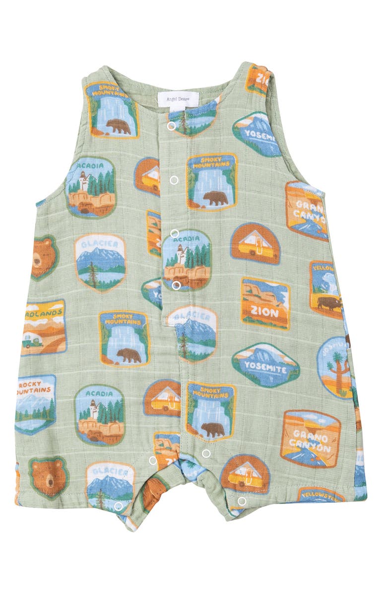Angel Dear National Parks Print Organic Cotton Romper, Main, color, 