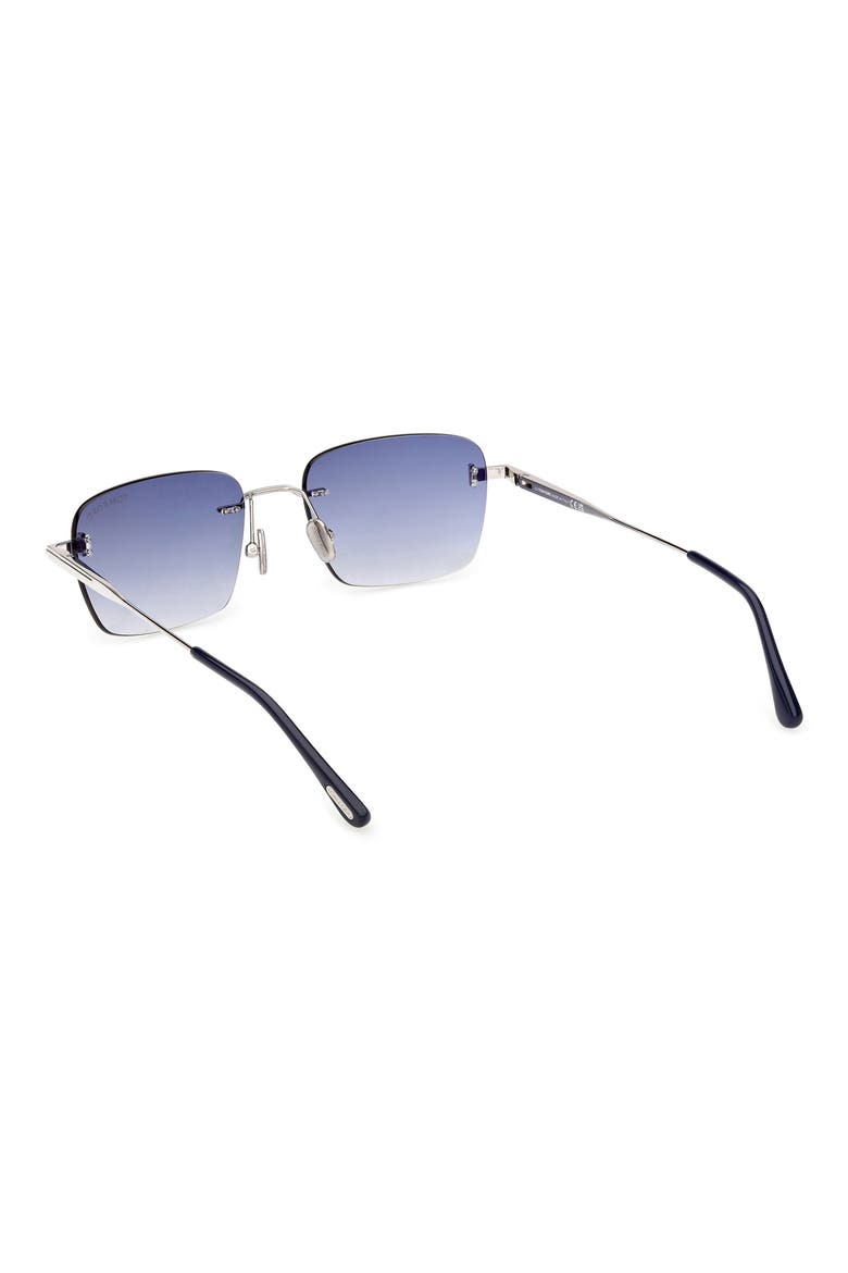 Jake 54mm Gradient Rectangular Sunglasses, Alternate, color, SHINY PALLADIUM / BLUE LENS