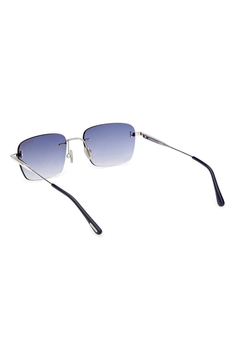 TOM FORD Jake 54mm Gradient Rectangular Sunglasses, Alternate, color, Shiny Palladium / Blue Lens
