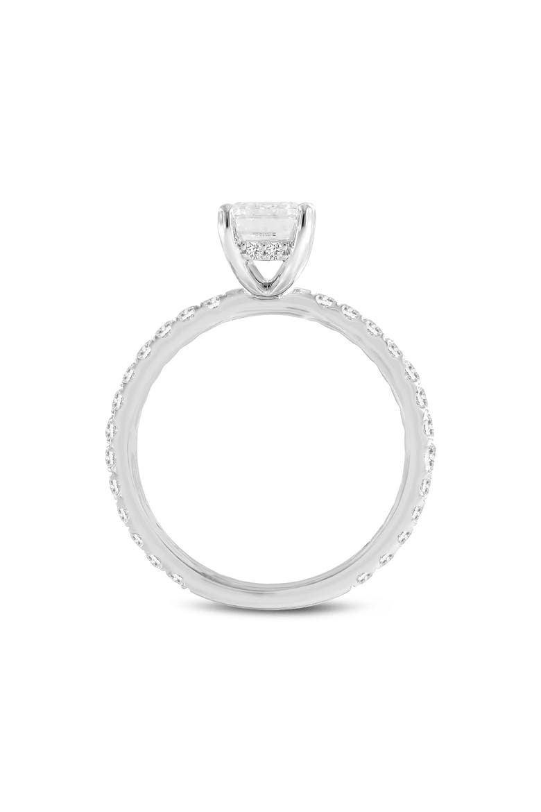 Zina 14K Gold Emerald Cut Hidden Halo Lab Grown Diamond Engagement Ring - 2.5 Ct, Alternate, color, 14K White Gold
