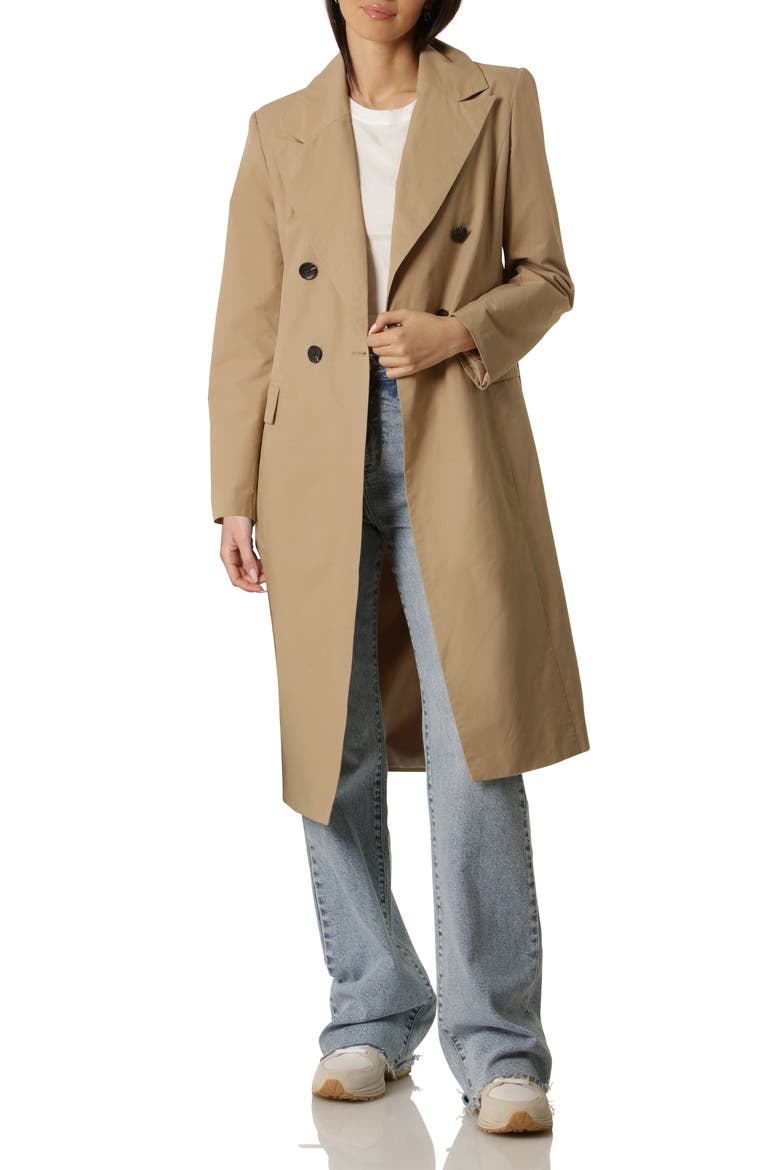 Water Resistant Double Breasted Trench Coat, Main, color, KHAKI