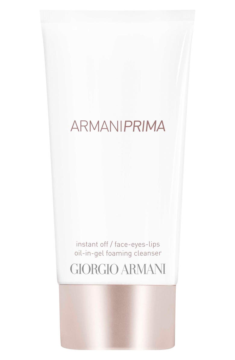 ARMANI beauty Giorgio Armani Prima Instant Off Face, Eyes & Lips Oil-in-Gel Foaming Cleanser, Main, color, 
