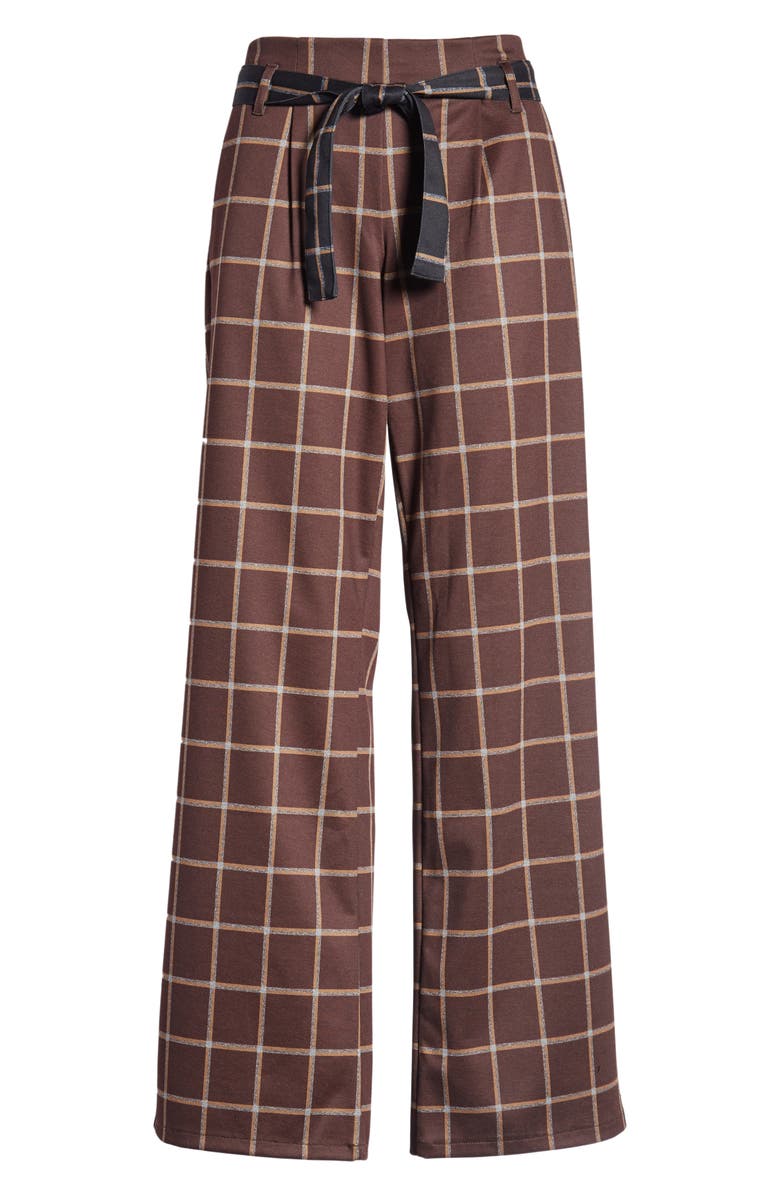 Hue Plaid Belted Wide Leg Pants, Alternate, color,