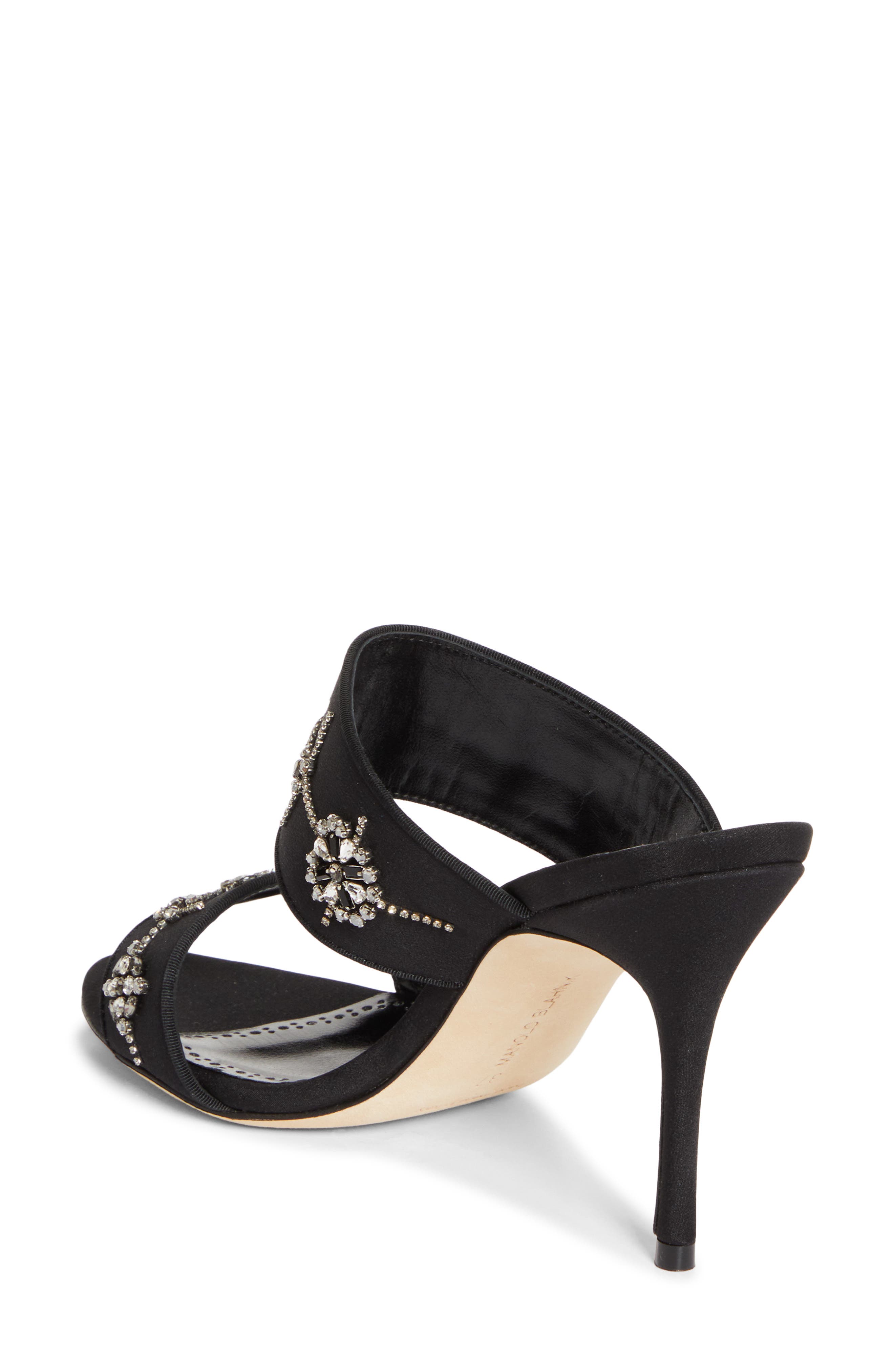 Manolo Blahnik Ralota Embellished Sandal, Alternate, color, Black