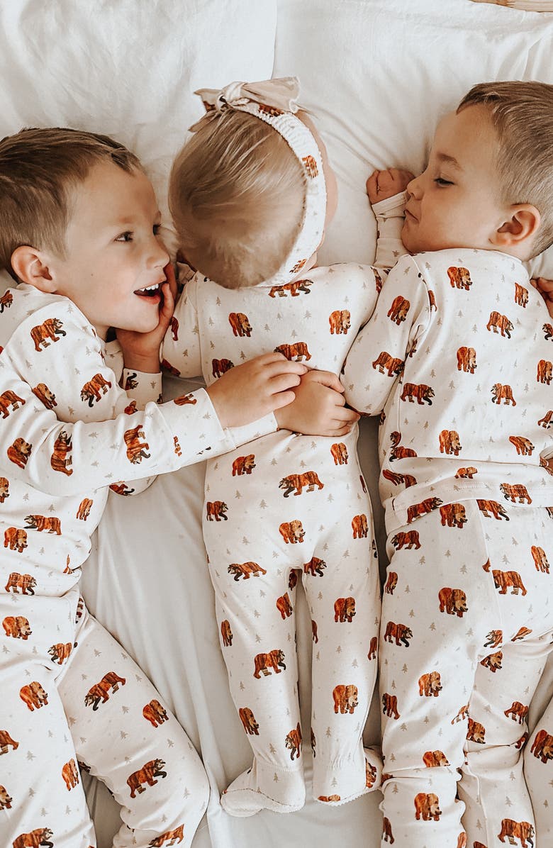 L'ovedbaby x 'The Very Hungry Caterpillar<sup>™</sup>' Fitted Organic Cotton Two-Piece Pajamas, Alternate, color, Brown Bear
