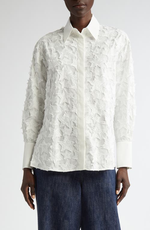 Akris punto Star Embroidered Button-Up Shirt in Cream 