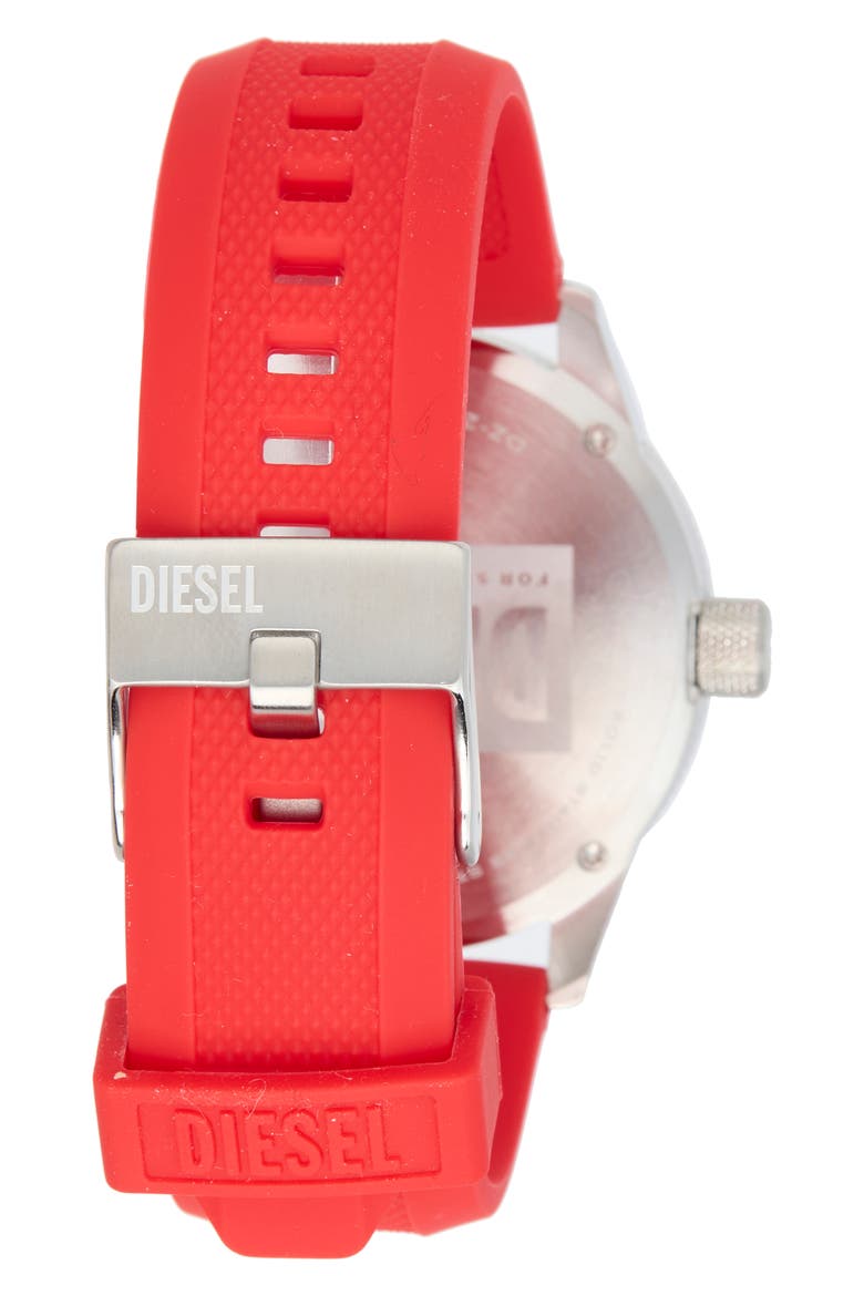 Rasp Silicone Strap Watch, 46mm, Alternate, color, SILVER