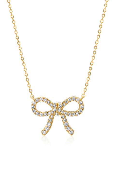 Fairy Tale Pavé Cubic Zirconia Bow Pendant Necklace