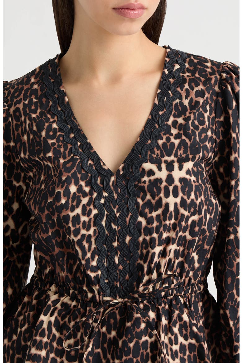 Leopard Print Cotton Peplum Top, Alternate, color, LEOPARD
